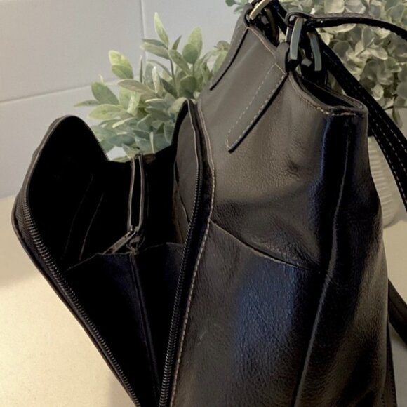 Giani Bernini Black Pebbled Leather Satchel Bag - Picture 5 of 10